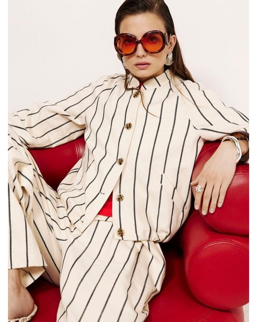 River Island Red Striped Bomber Jacket