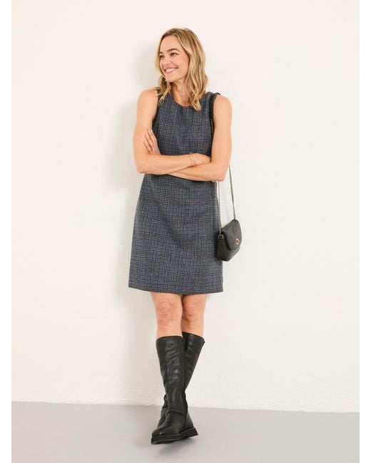 FatFace Blue Fatface Sarah Petite Tweed Pinny Mini Dress