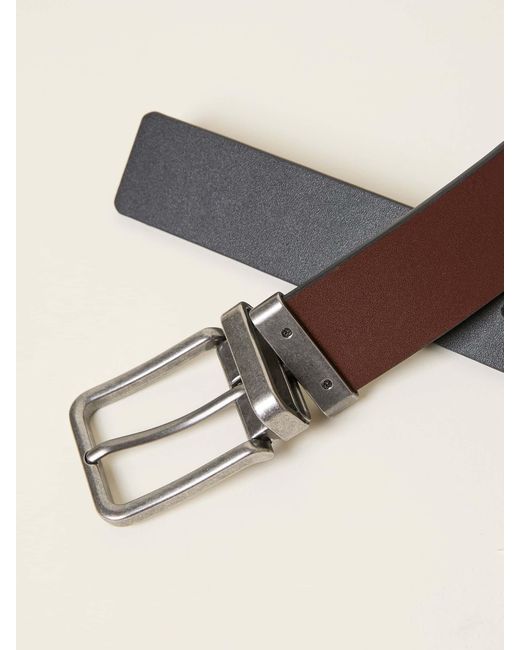 FatFace Black Fatface Reversible Leather Belt for men