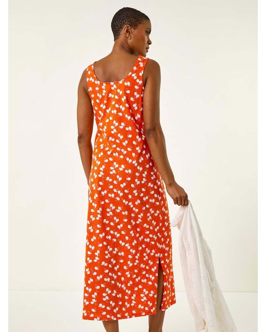 Roman Orange Lemon Print Maxi Dress