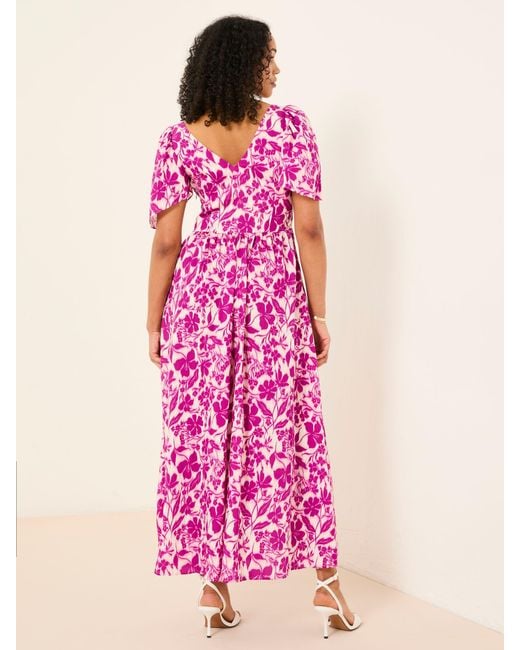 FatFace Pink Fatface Marlowe Gathered Sleeve Printed Maxi Dress