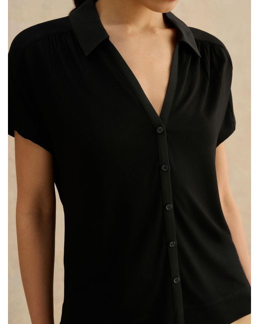 Hobbs Black Miley V-Neck Jersey Shirt