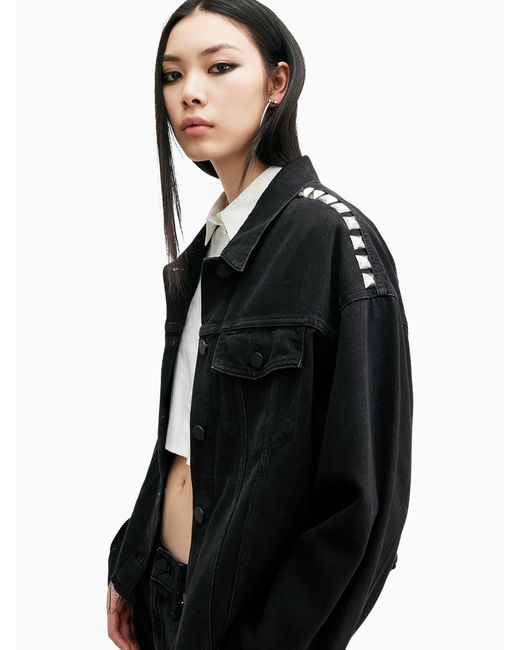 AllSaints Black Allsaints Piper Stud Shacket