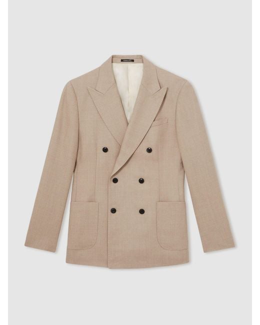 Reiss Natural Slim-Fit Wool-Blend Double-Breasted Suit Blazer for men
