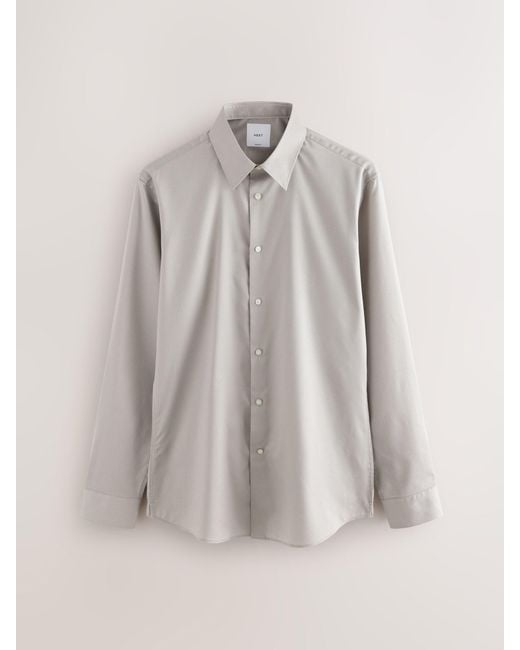 Next Gray Slim Fit Easy Care Textured Single Cuff Smart Shirt for men