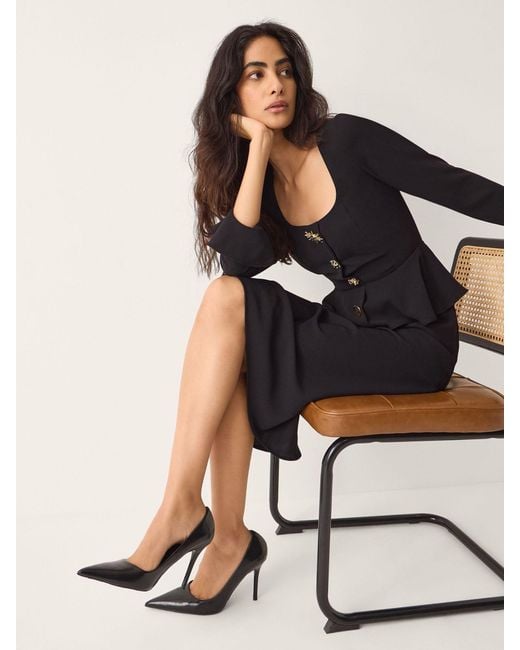 Monsoon Black Willow Statement Button Midi Dress