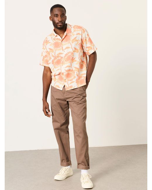 FatFace Natural Fatface Short Sleeve Relaxed Fit Sunflower Print Shirt for men