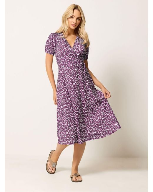 M Com Purple Midi Wrap Dress