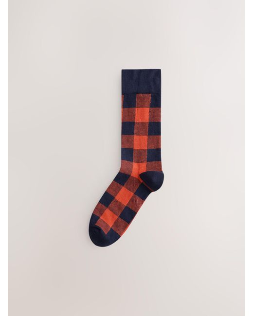 Next Blue Check Pattern Socks 5 Pack for men