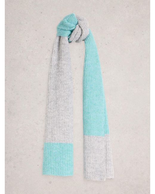 White Stuff Blue Stuff Colourblock Knitted Scarf