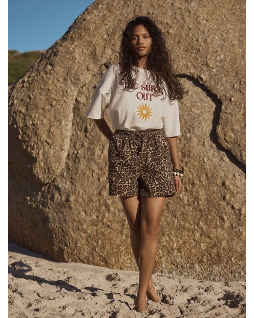 Next Natural Drawstring Mini Shorts