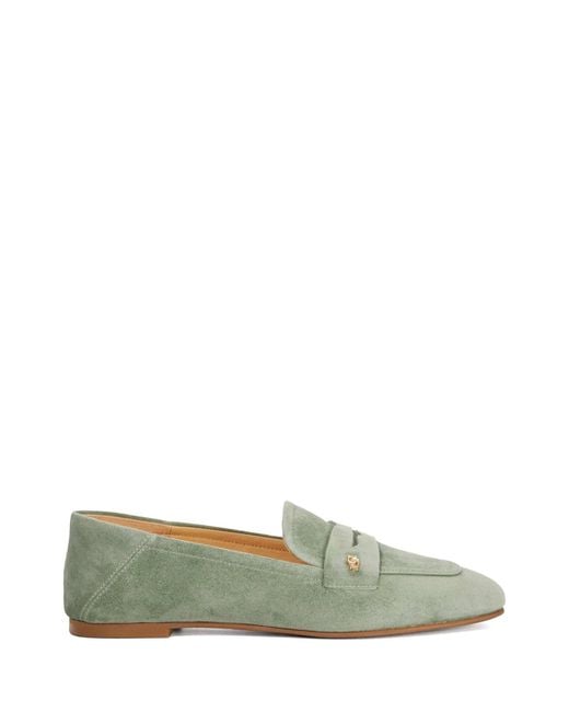 Dune Green Leather Glances Suede Loafers