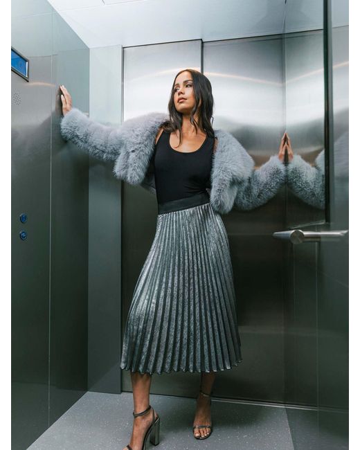 Roman Green Petite Pleated Skirt