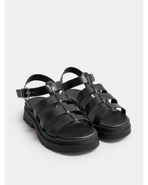 Yours Curve Black Römersandalen Mit Dicker Sohle, Weite Passform (E Fit) Und Extraweite Passform (Eee Fit)