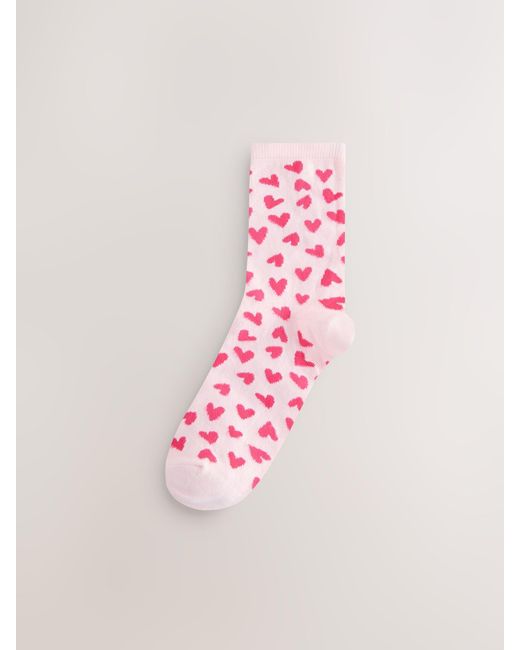 Next Pink Hearts Leopard Ankle Socks 4 Pack
