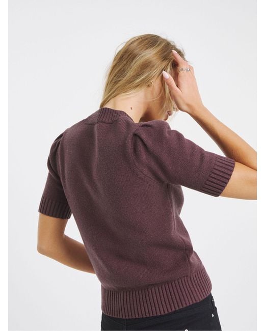 Simply Be Purple Puff Sleeve Bow Cardigan