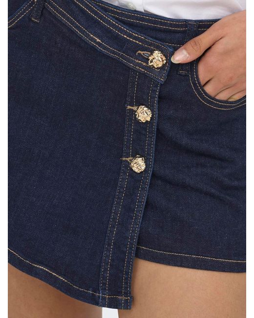 ONLY Blue Mini Denim Wrap Skort