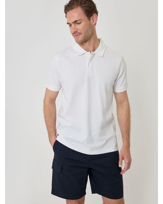 Threadbare White Regular Fit Textured Cargo Shorts for men