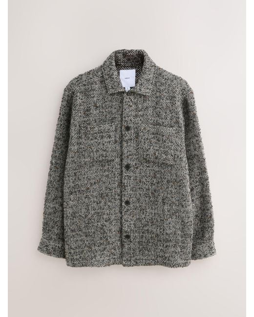 Next Gray Herringbone Check Shacket for men