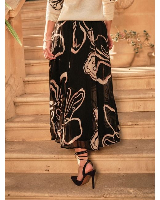 FatFace Brown Fatface Floral Midi Skirt