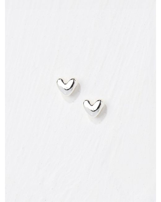 FatFace White Fatface Heart Stud Earrings