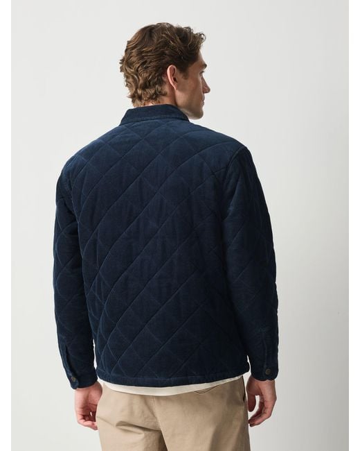 Next Blue Quilted Cord Borg Lined Shacket for men