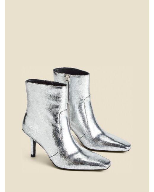 Sosandar Natural Leather Square Toe Ankle Boots