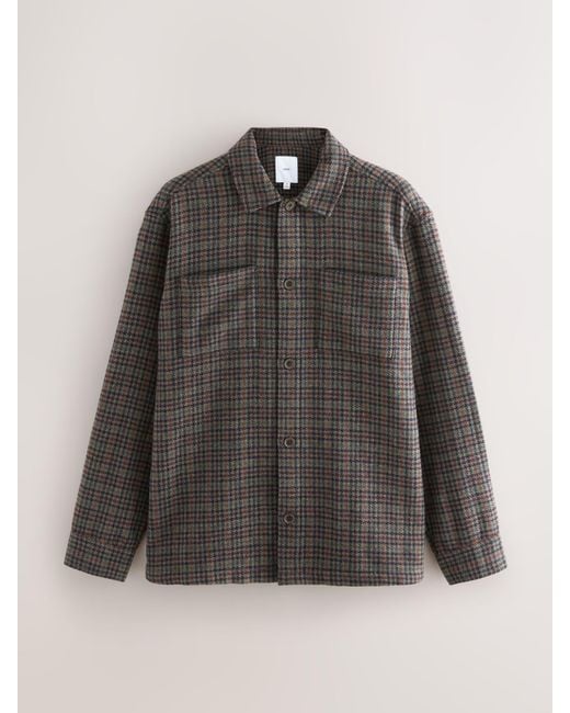 Next Gray Houndstooth Check Shacket for men