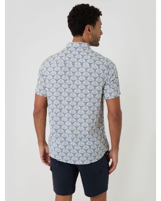 Threadbare Gray Linear Leaf Print Short Sleeve Shirt for men