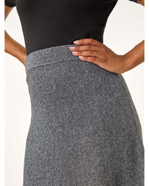 Roman Gray Petite Stretch Knitted Midi Skirt