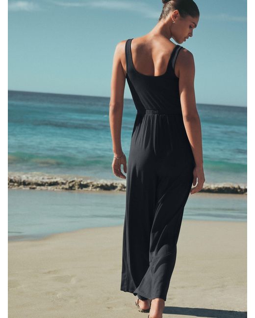 Next Blue Ruched Waist Jersey Jumpsuit