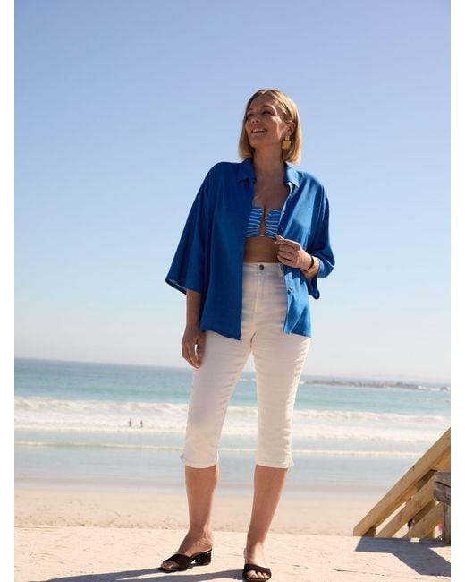 JD Williams Blue Linen Mix Half Sleeve Shirt