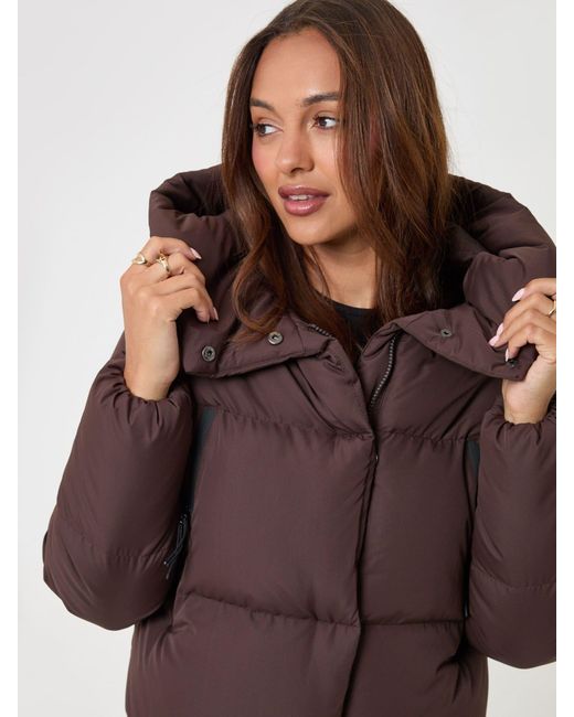 Threadbare Brown Showerproof Cropped Puffer Coat