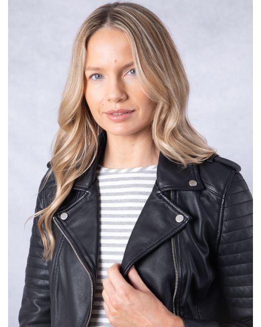 Lakeland Leather Blue Esthwaite Classic Biker Jacket