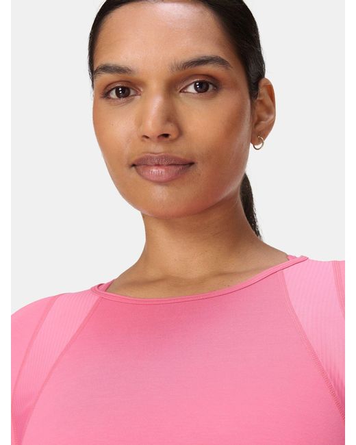 Sweaty Betty Pink Breathe Easy Mesh Long Sleeve Top