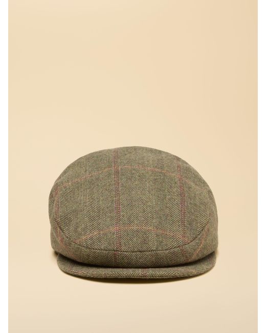 Joules Natural Ashby Tweed Flat Cap for men