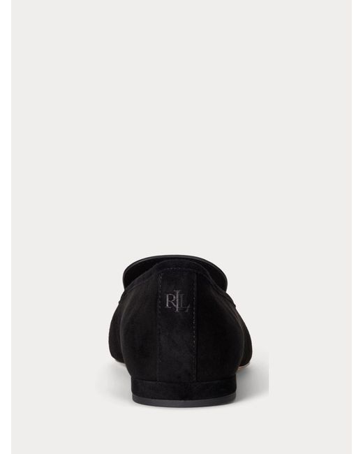 Ralph Lauren Black Londyn Sheep-Suede Kiltie Ballet Flats