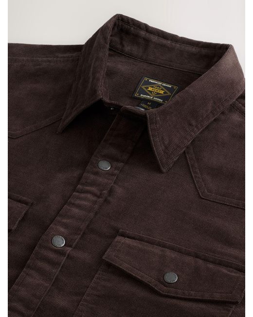 Next Brown Western Styling Long Sleeve Cord Shirt for men