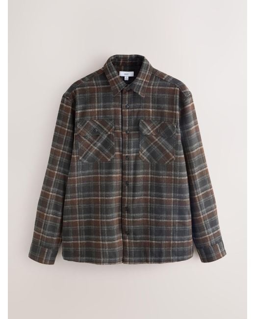 Next Black Twin Pocket Long Sleeve Check Overshirt for men