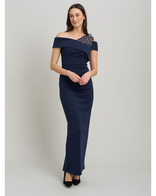 gina bacconi blue dress V Neck Gina Bacconi Blue Dress Gina Bacconi Simone Foil Print Dress, Royal