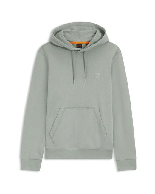 Boss Gray Regular-Fit Wetalk Logo Hoodie for men