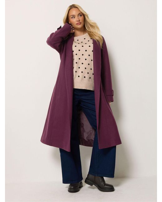 M Com Purple Glam Belted Open Front Coat