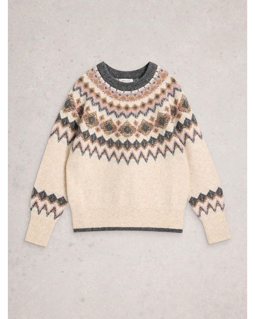 White Stuff Natural Arctic Fairisle Pattern Jumper