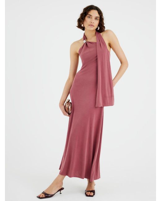 open lace back dress Juliet Slinky Maxi Dress with Scarf / Ruby | Meshki