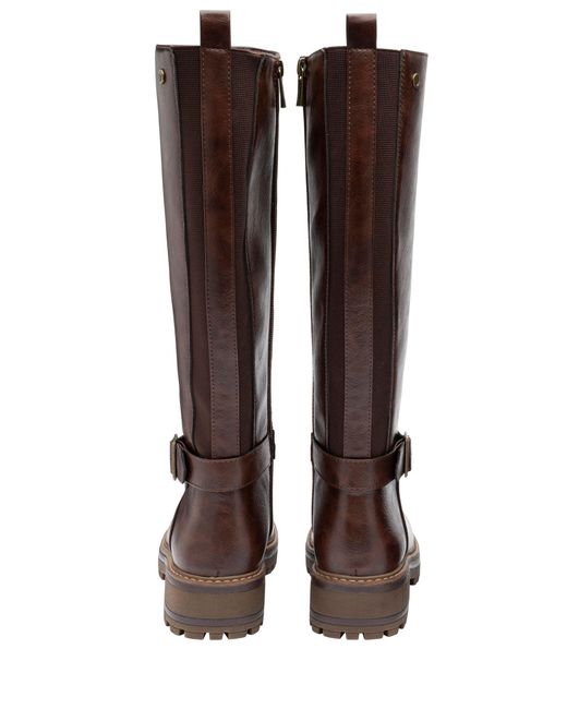 Lotus Brown Leg Boots With Elasticated Panels