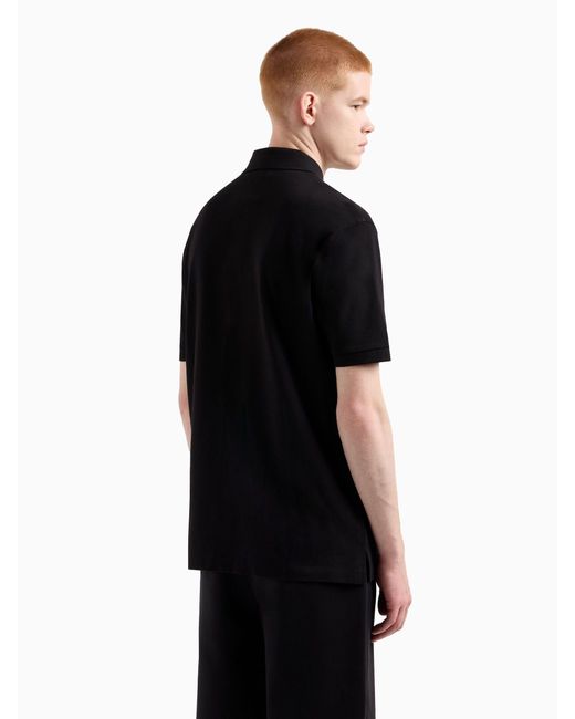 ARMANI EXCHANGE Black Regular Fit Logo Polo Shirt for men