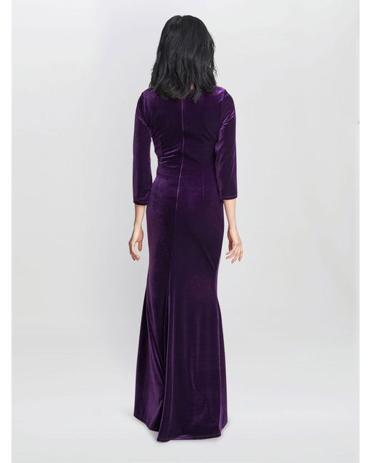 Gina Bacconi Women's Blue Sophie Velvet Maxi Dress With 3/4 Sleeve -  hulwithkids.com