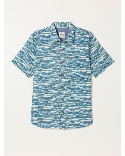 FatFace Blue Fatface Short Sleeve Turtle Print Shirt for men