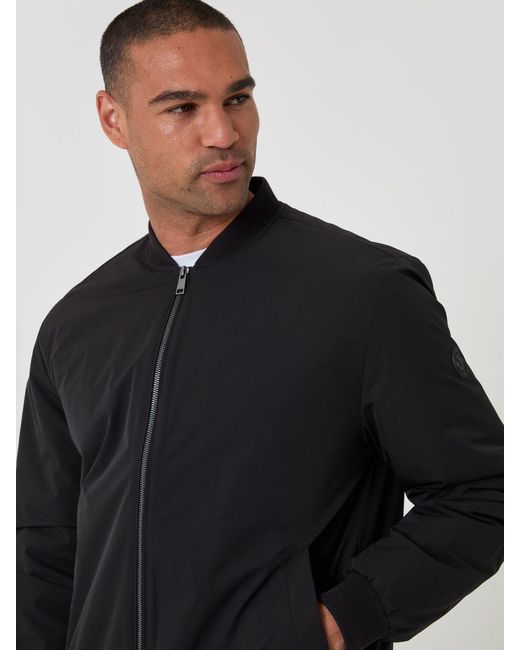 Threadbare Blue Showerproof Padded Bomber Jacket for men