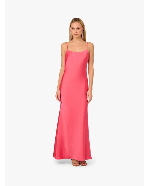 Adrianna Papell Pink Adrianna By Stretch Satin Long Dress